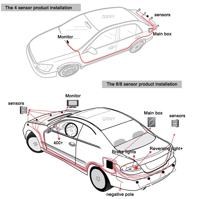 Radar de recul 8 capteurs arrière, Avant Parkassist tronic composé de moniteur d'affichage LED de la distance avec signalisation sonore