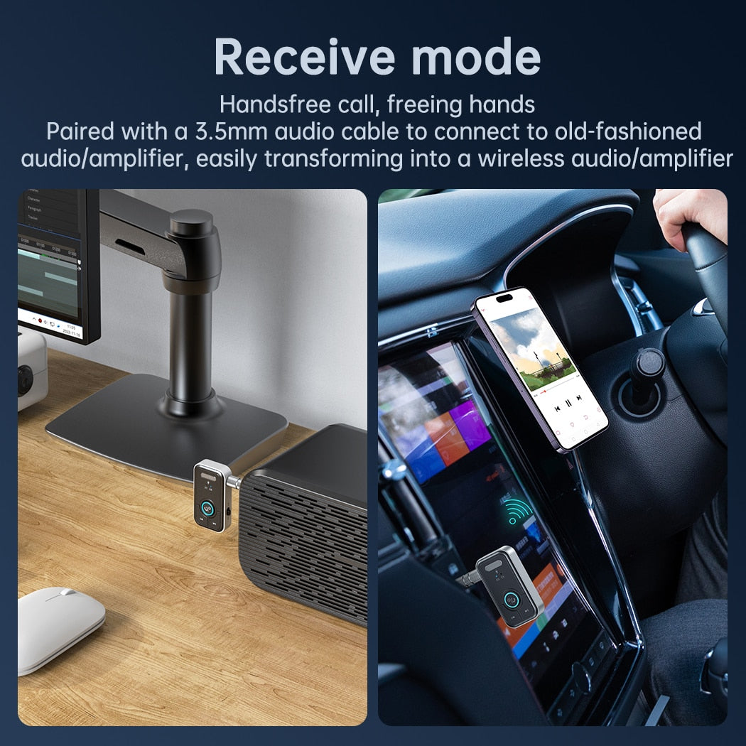Adaptateur audio AUX Bluetooth 5.3 Prise 3,5 mm