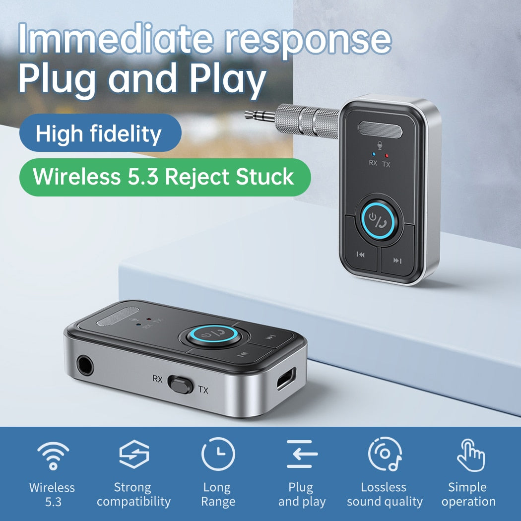 Adaptateur audio AUX Bluetooth 5.3 Prise 3,5 mm