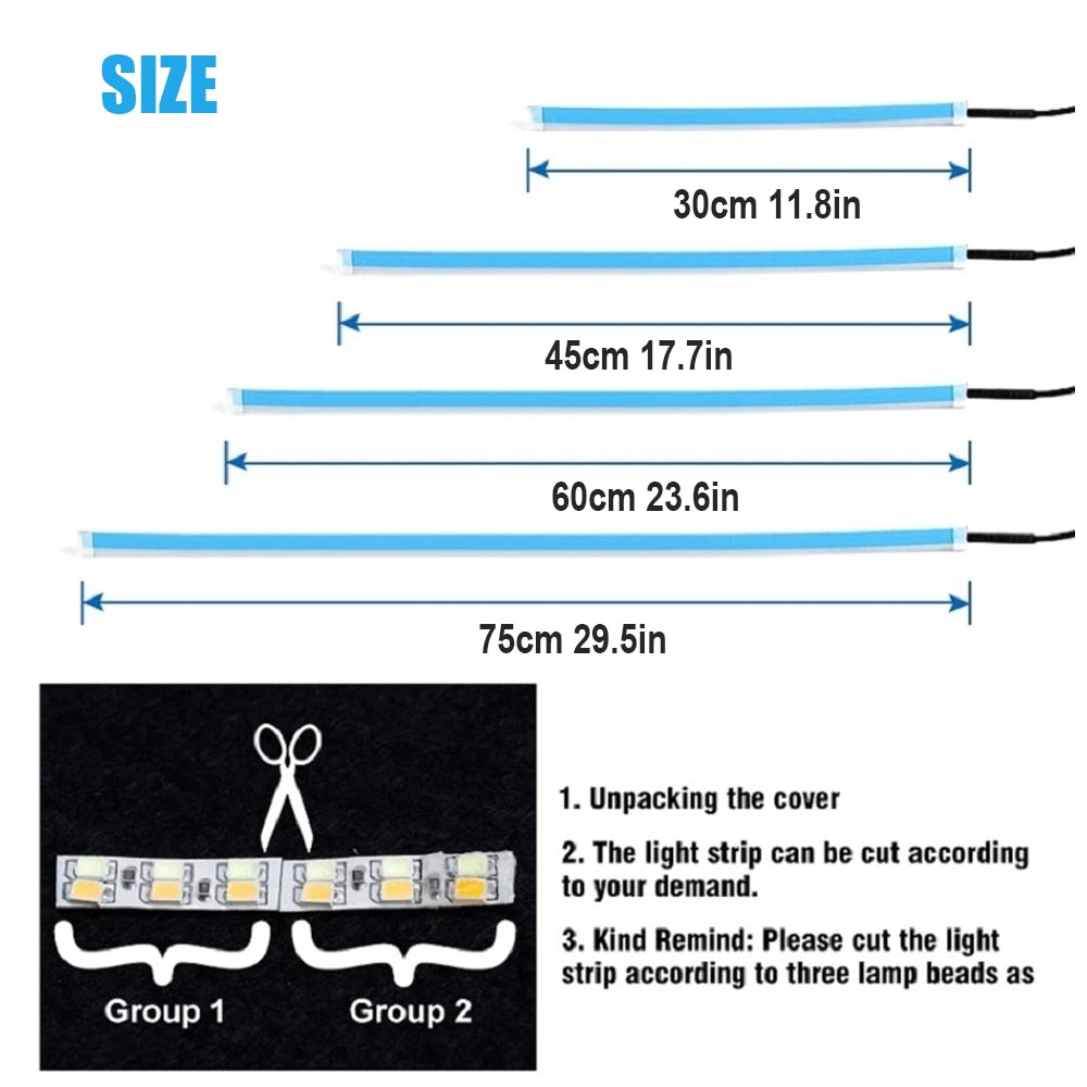 LED daytime running light with Start Sequential Scan and 12V indicator