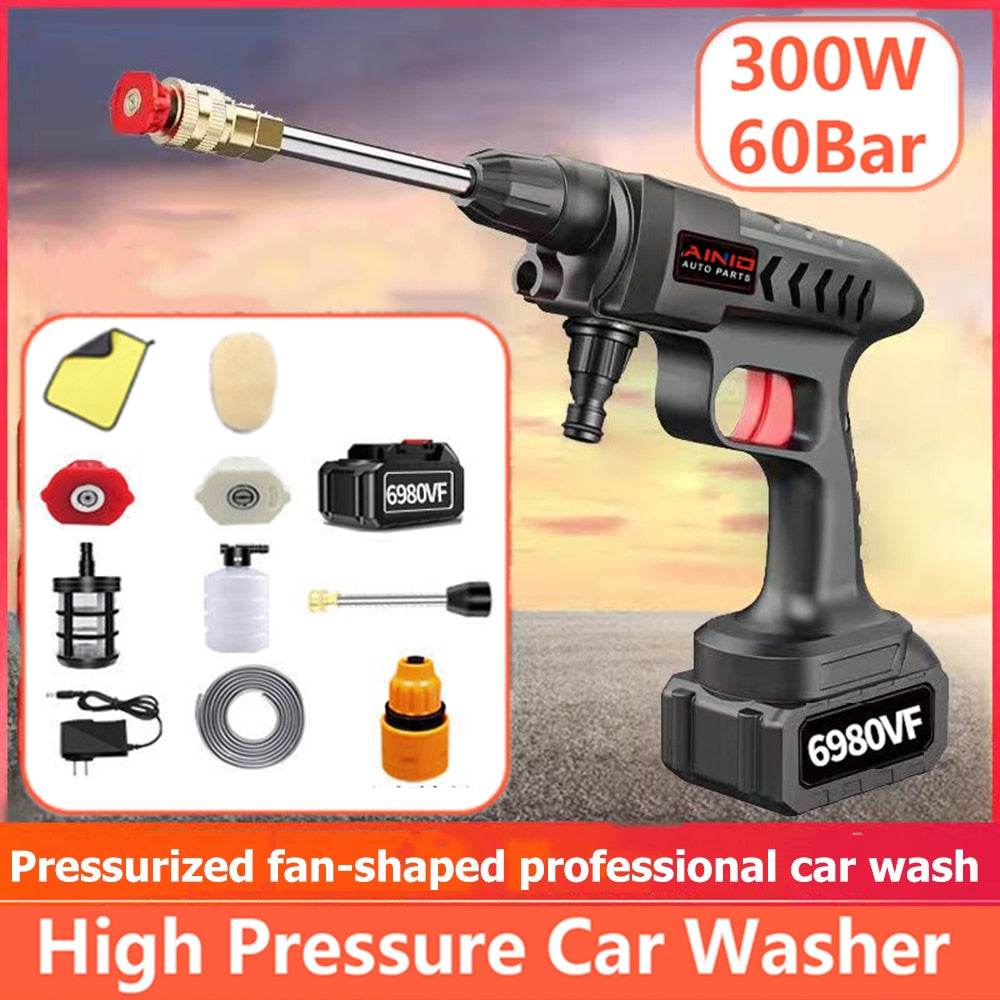 Pistolet de Lavage sans fil haute pression avec buse réglable.