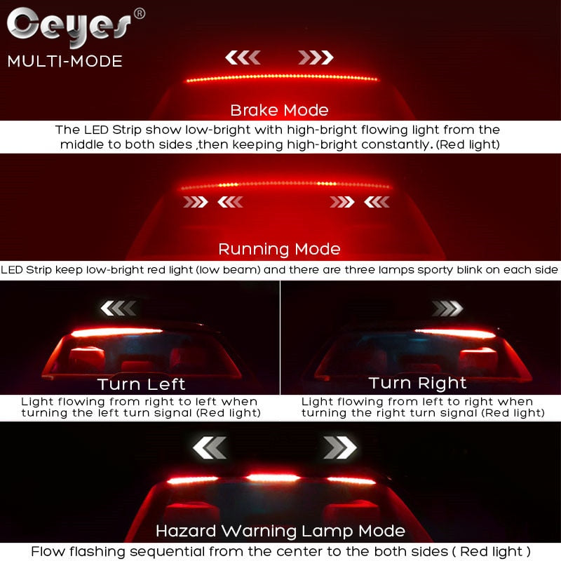 Red flexible LED strips 100 cm brake lights with sequential flashing