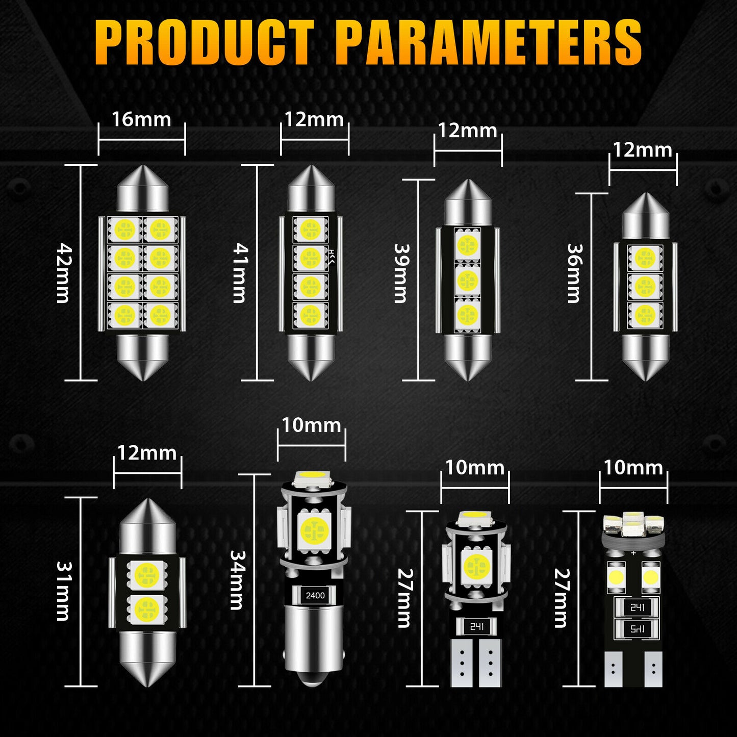 Car interior bulb and night light pack