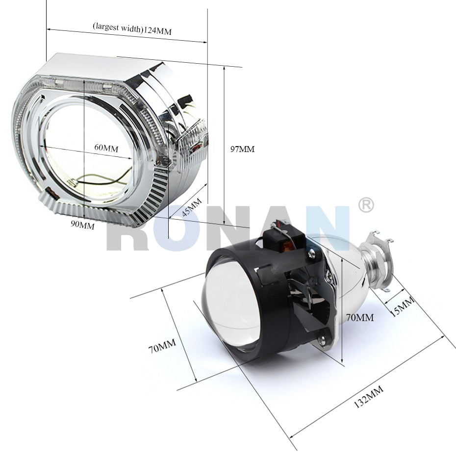 Ronan 2.5, Bi xenon lens projector with Angel Eyes DRL with turn signal