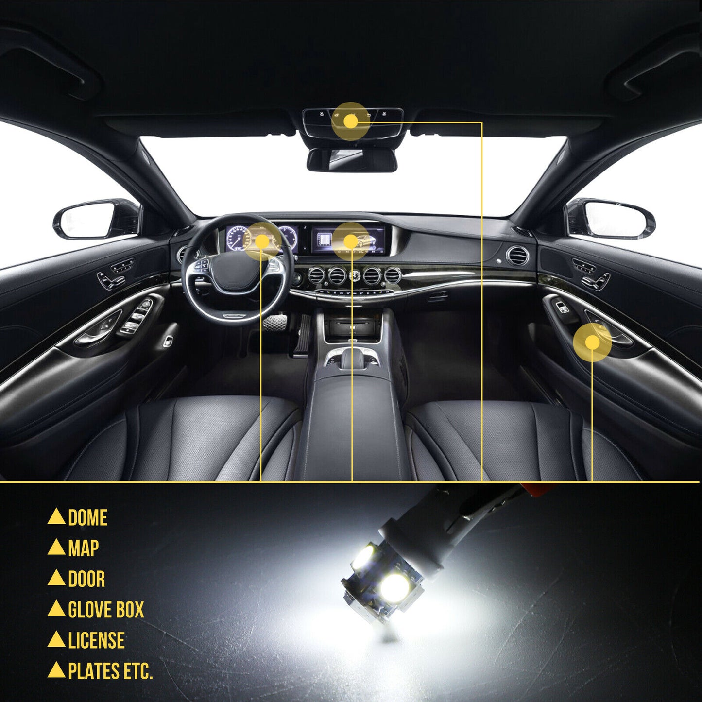 Car interior bulb and night light pack